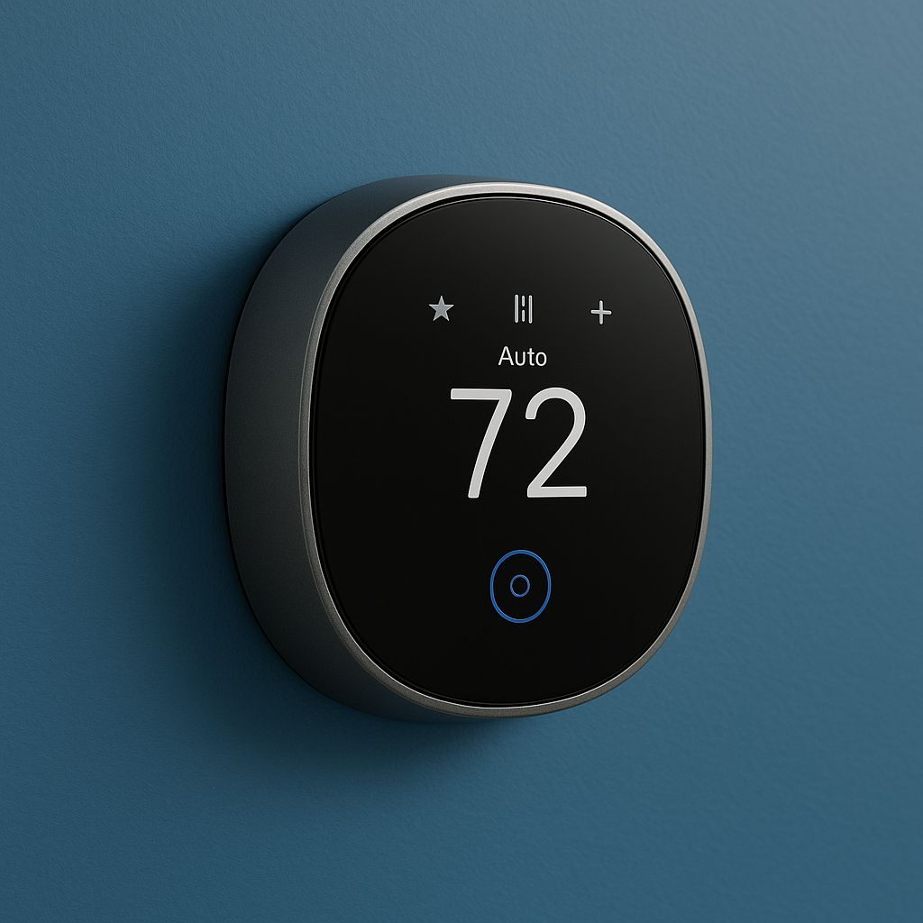 Modern smart thermostat showing optimal temperature control
